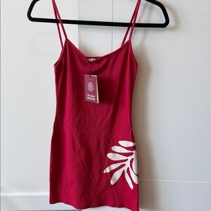 Reformation Red Mini Dress with White Floral Accent